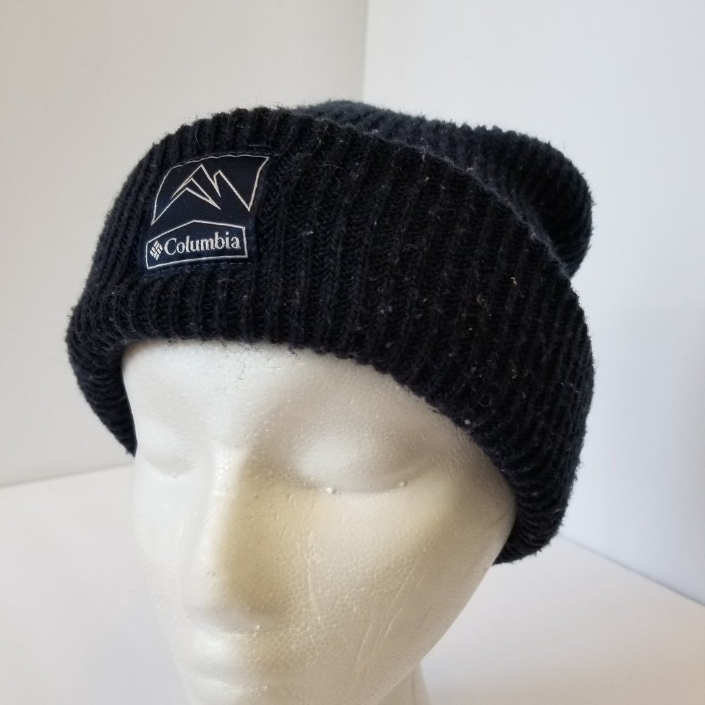 Columbia Black Logo Knit Beanie